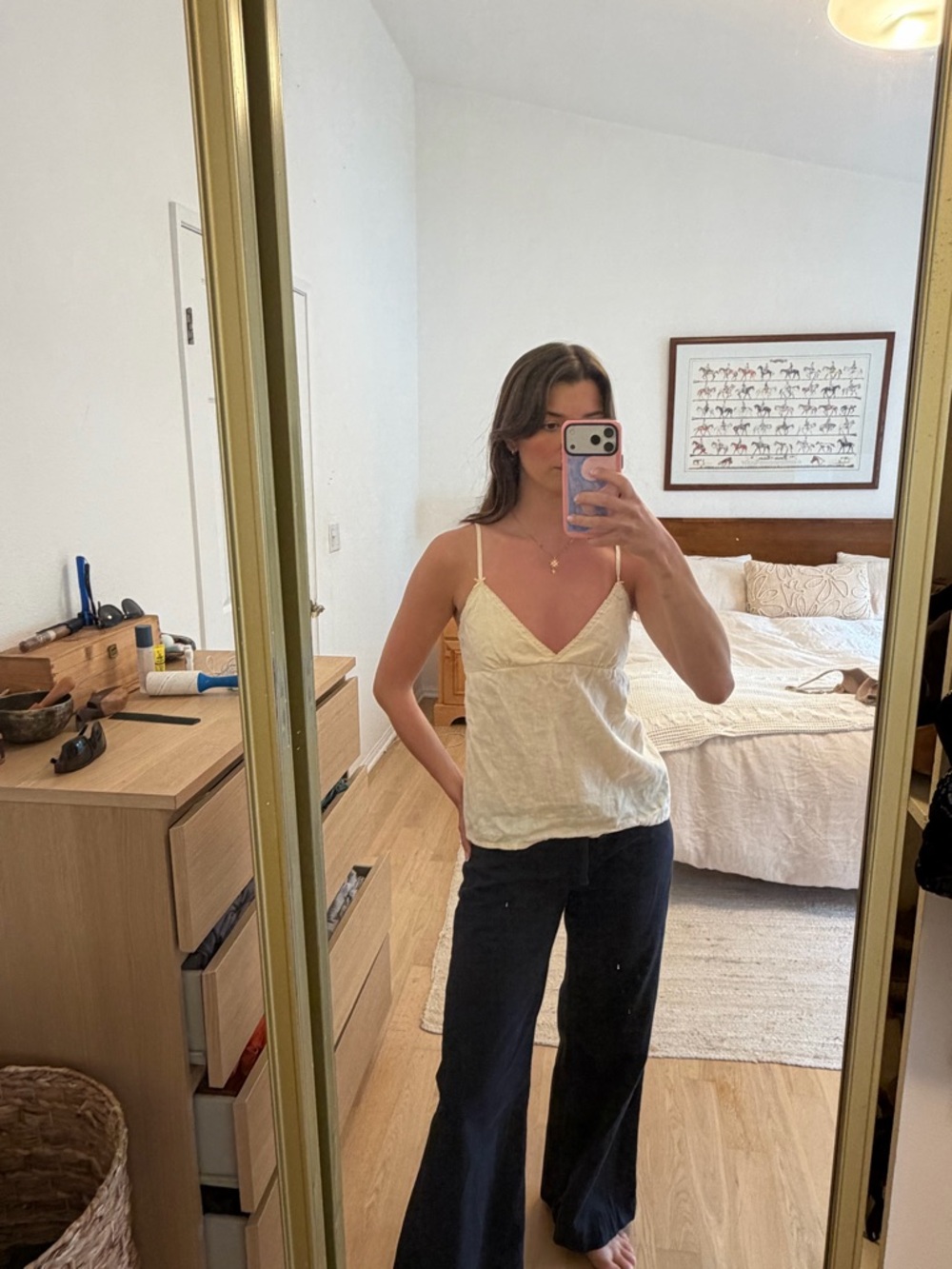Casual Butter Yellow V-Neck Spaghetti Strap Top